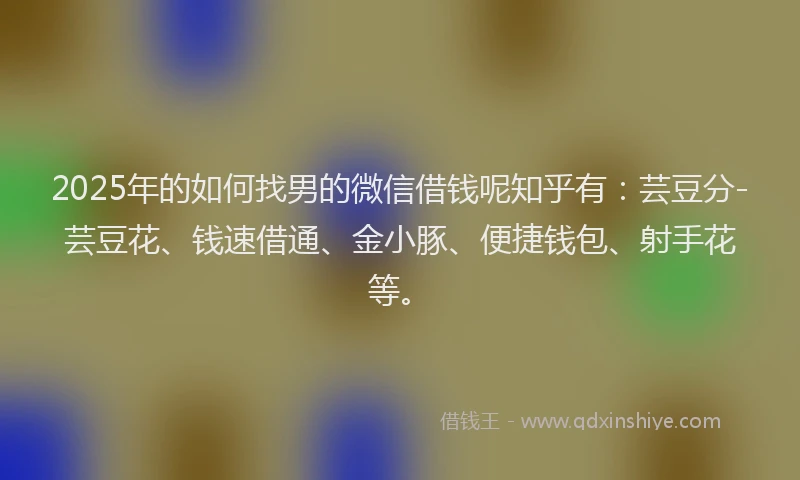 2025年的如何找男的微信借钱呢知乎有：芸豆分-芸豆花、钱速借通、金小豚、便捷钱包、射手花等。