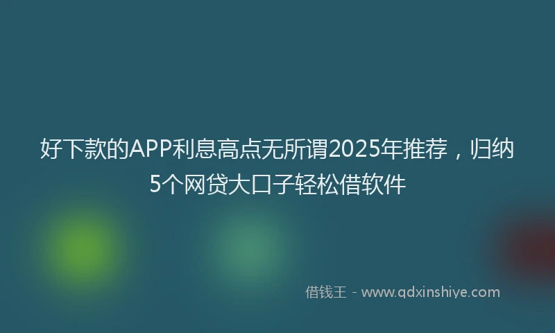 好下款的APP利息高点无所谓2025年推荐，归纳5个网贷大口子轻松借软件