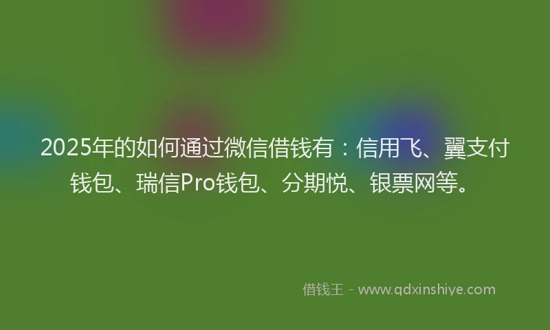 2025年的如何通过微信借钱有：信用飞、翼支付钱包、瑞信Pro钱包、分期悦、银票网等。