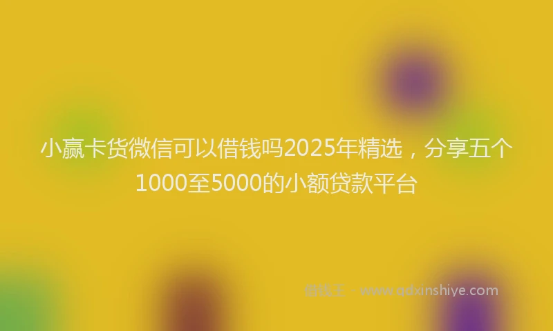 小赢卡货微信可以借钱吗2025年精选，分享五个1000至5000的小额贷款平台