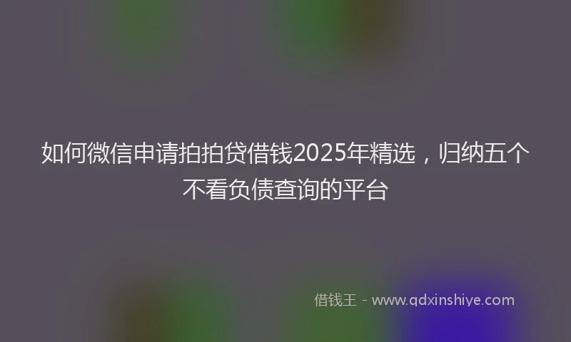 如何微信申请拍拍贷借钱2025年精选，归纳五个不看负债查询的平台