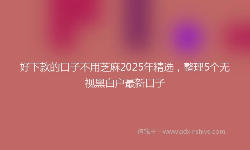 好下款的口子不用芝麻2025年精选，整理5个无视黑白户最新口子