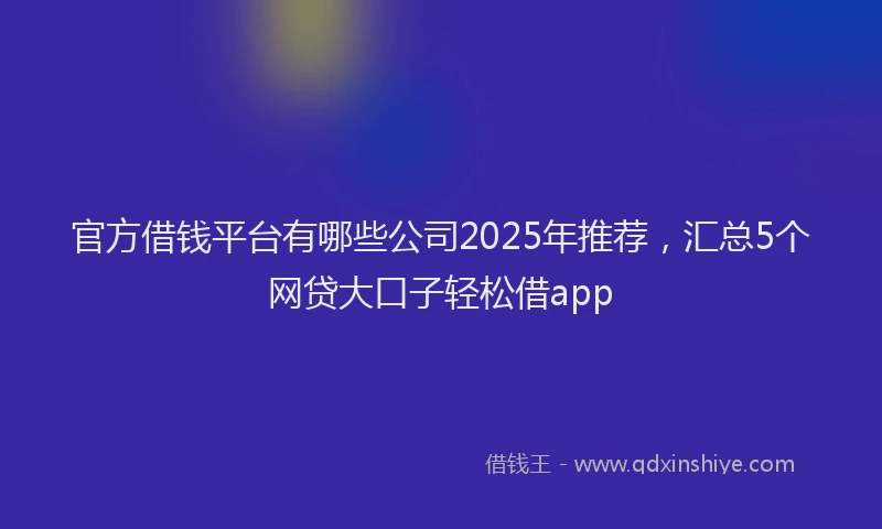 官方借钱平台有哪些公司2025年推荐，汇总5个网贷大口子轻松借app