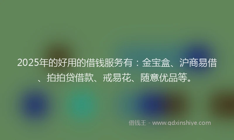 2025年的好用的借钱服务有：金宝盒、沪商易借、拍拍贷借款、戒易花、随意优品等。