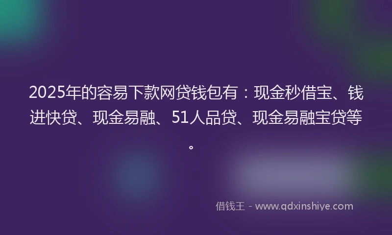 2025年的容易下款网贷钱包有：现金秒借宝、钱进快贷、现金易融、51人品贷、现金易融宝贷等。