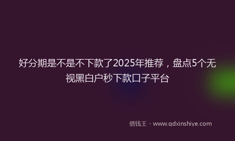 好分期是不是不下款了2025年推荐，盘点5个无视黑白户秒下款口子平台