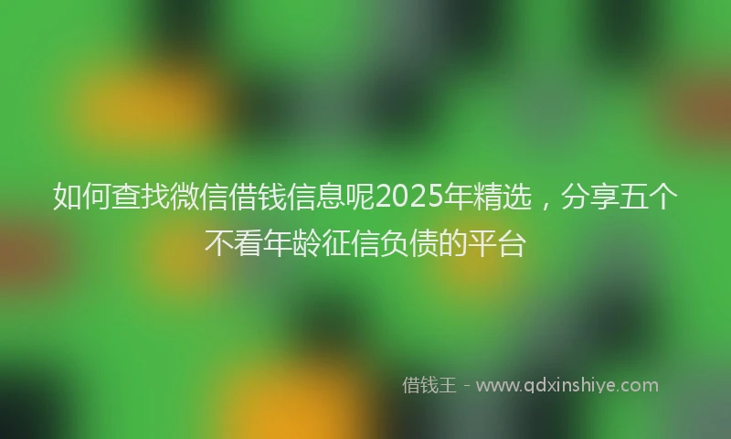 如何查找微信借钱信息呢2025年精选，分享五个不看年龄征信负债的平台