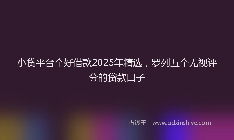 小贷平台个好借款2025年精选，罗列五个无视评分的贷款口子