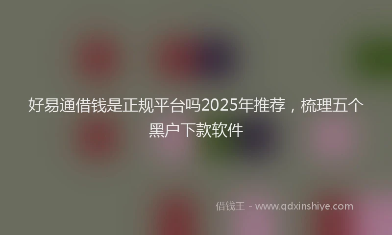 好易通借钱是正规平台吗2025年推荐，梳理五个黑户下款软件