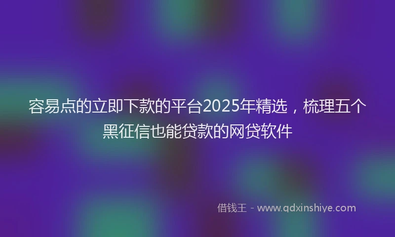 容易点的立即下款的平台2025年精选，梳理五个黑征信也能贷款的网贷软件