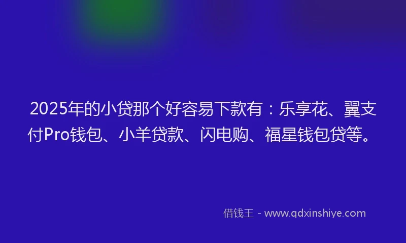 2025年的小贷那个好容易下款有：乐享花、翼支付Pro钱包、小羊贷款、闪电购、福星钱包贷等。