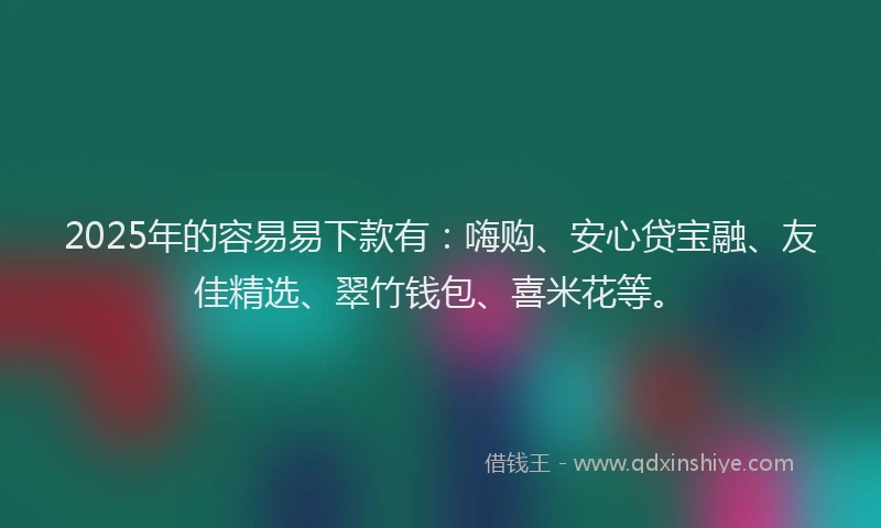 2025年的容易易下款有：嗨购、安心贷宝融、友佳精选、翠竹钱包、喜米花等。