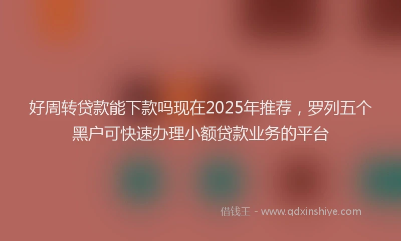 好周转贷款能下款吗现在2025年推荐，罗列五个黑户可快速办理小额贷款业务的平台