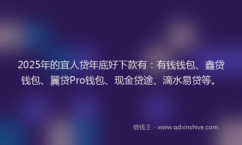 2025年的宜人贷年底好下款有：有钱钱包、鑫贷钱包、翼贷Pro钱包、现金贷途、滴水易贷等。