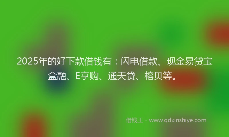 2025年的好下款借钱有：闪电借款、现金易贷宝盒融、E享购、通天贷、榕贝等。
