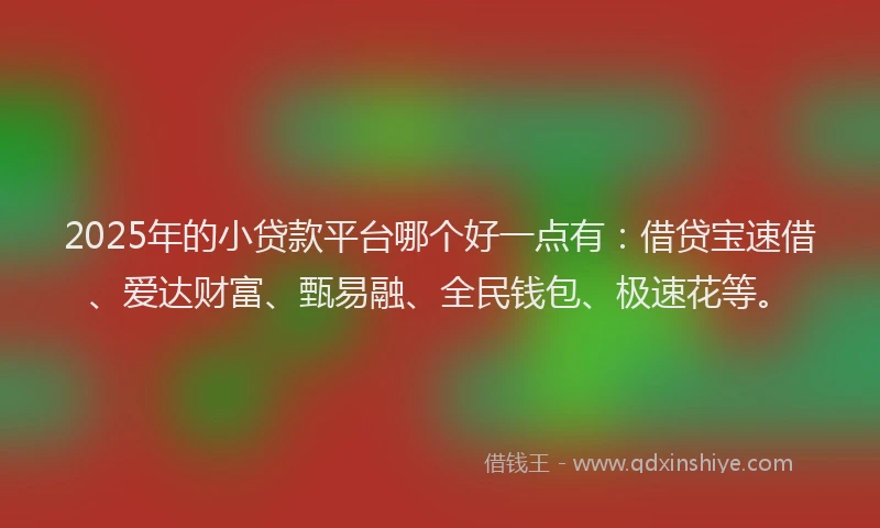 2025年的小贷款平台哪个好一点有：借贷宝速借、爱达财富、甄易融、全民钱包、极速花等。