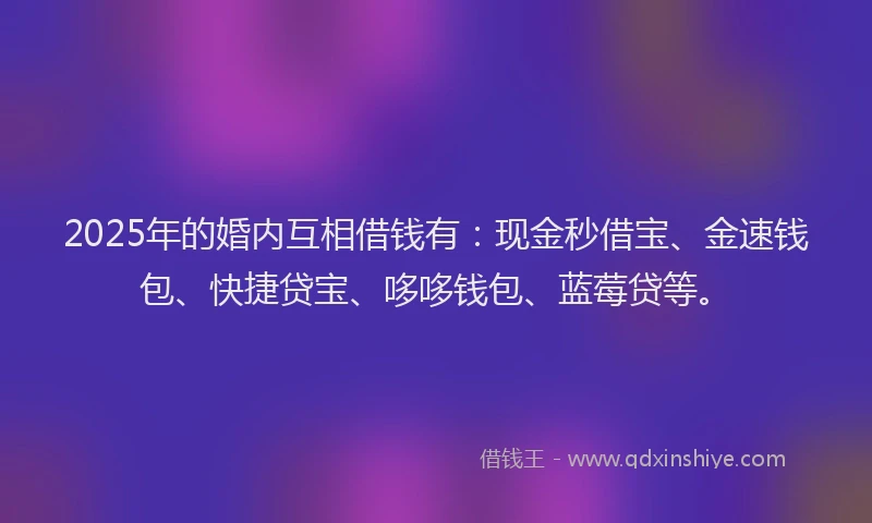 2025年的婚内互相借钱有：现金秒借宝、金速钱包、快捷贷宝、哆哆钱包、蓝莓贷等。
