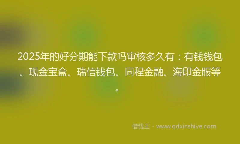 2025年的好分期能下款吗审核多久有：有钱钱包、现金宝盒、瑞信钱包、同程金融、海印金服等。