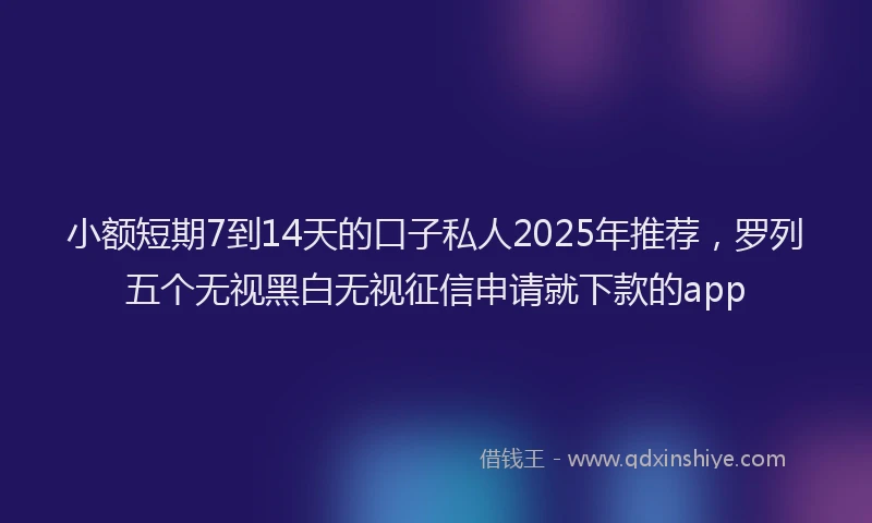 小额短期7到14天的口子私人2025年推荐，罗列五个无视黑白无视征信申请就下款的app