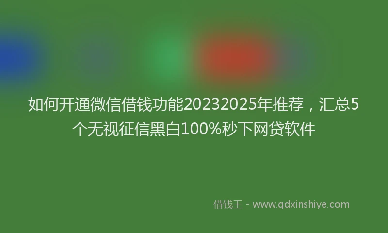 如何开通微信借钱功能20232025年推荐，汇总5个无视征信黑白100%秒下网贷软件