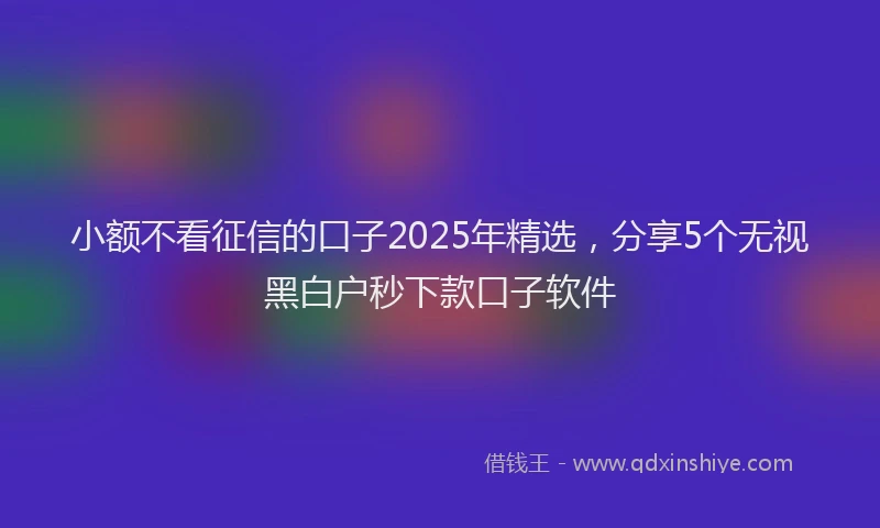 小额不看征信的口子2025年精选，分享5个无视黑白户秒下款口子软件