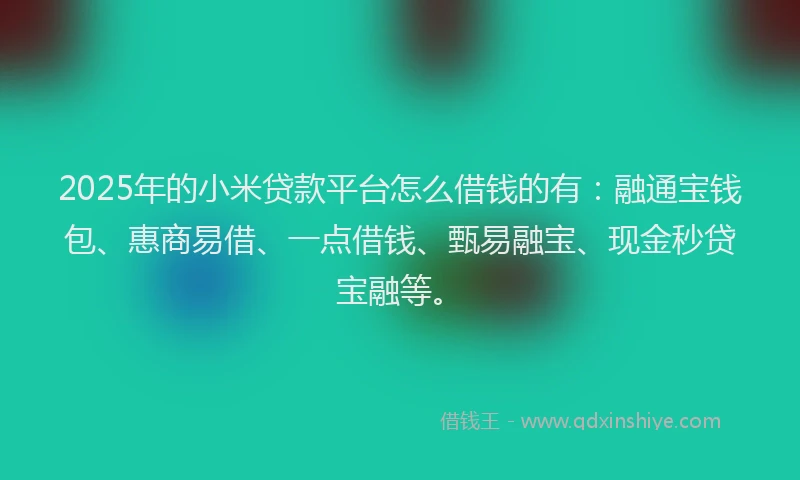 2025年的小米贷款平台怎么借钱的有：融通宝钱包、惠商易借、一点借钱、甄易融宝、现金秒贷宝融等。