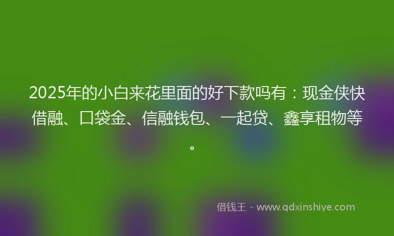 2025年的小白来花里面的好下款吗有：现金侠快借融、口袋金、信融钱包、一起贷、鑫享租物等。