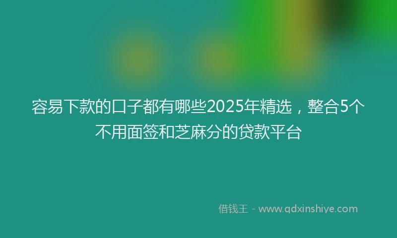 容易下款的口子都有哪些2025年精选，整合5个不用面签和芝麻分的贷款平台