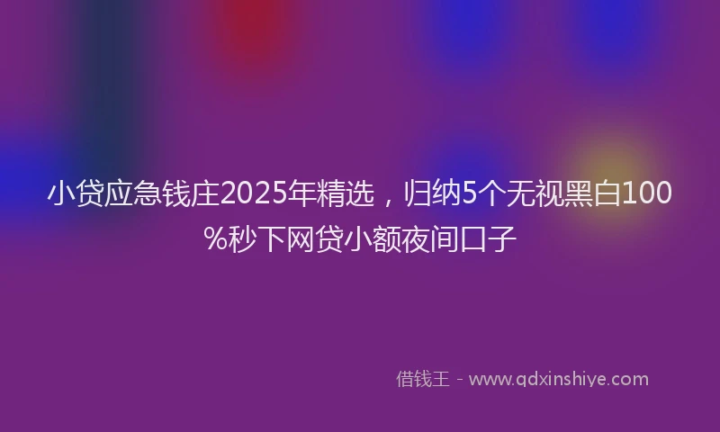 小贷应急钱庄2025年精选，归纳5个无视黑白100%秒下网贷小额夜间口子