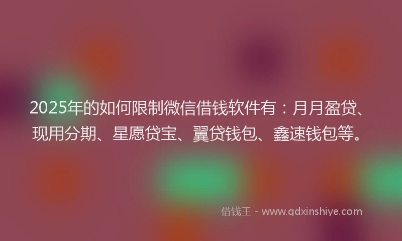 2025年的如何限制微信借钱软件有：月月盈贷、现用分期、星愿贷宝、翼贷钱包、鑫速钱包等。