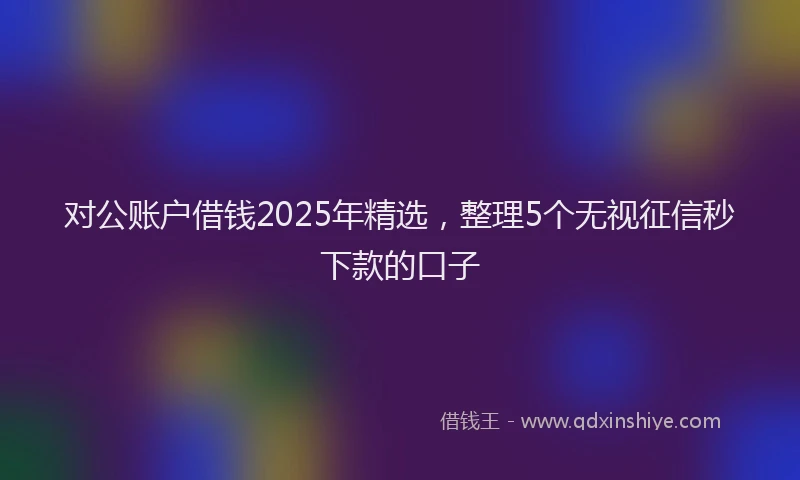 对公账户借钱2025年精选，整理5个无视征信秒下款的口子