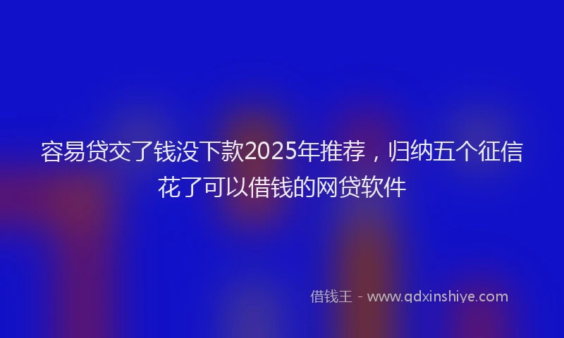 容易贷交了钱没下款2025年推荐，归纳五个征信花了可以借钱的网贷软件