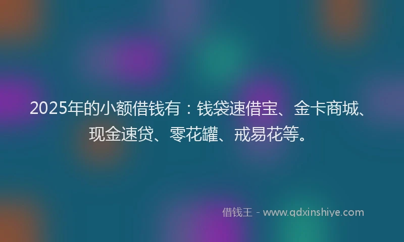 2025年的小额借钱有：钱袋速借宝、金卡商城、现金速贷、零花罐、戒易花等。