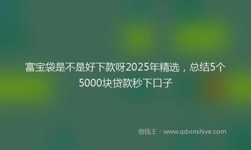 富宝袋是不是好下款呀2025年精选，总结5个5000块贷款秒下口子