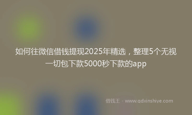 如何往微信借钱提现2025年精选，整理5个无视一切包下款5000秒下款的app