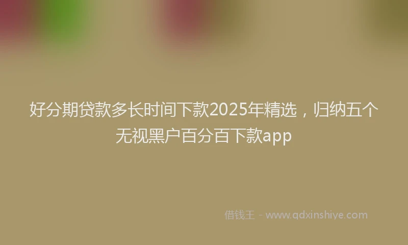 好分期贷款多长时间下款2025年精选，归纳五个无视黑户百分百下款app