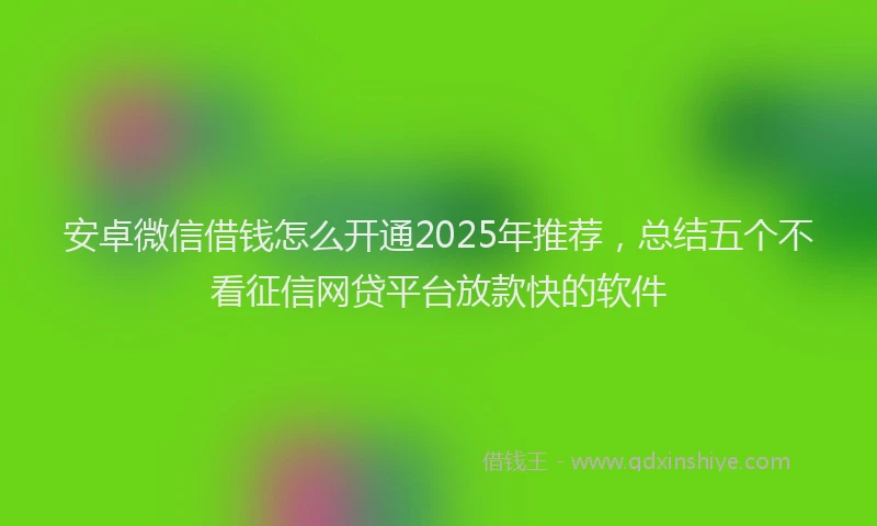 安卓微信借钱怎么开通2025年推荐，总结五个不看征信网贷平台放款快的软件