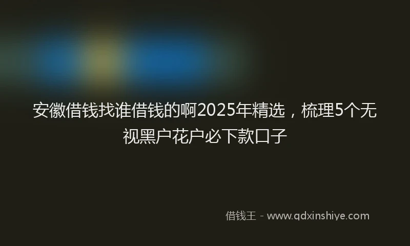 安徽借钱找谁借钱的啊2025年精选，梳理5个无视黑户花户必下款口子