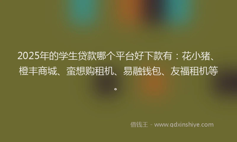 2025年的学生贷款哪个平台好下款有：花小猪、橙丰商城、蛮想购租机、易融钱包、友福租机等。