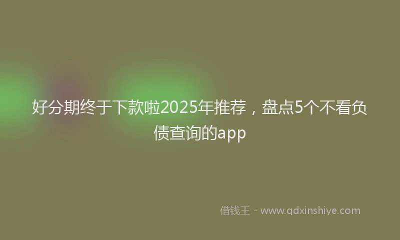 好分期终于下款啦2025年推荐，盘点5个不看负债查询的app