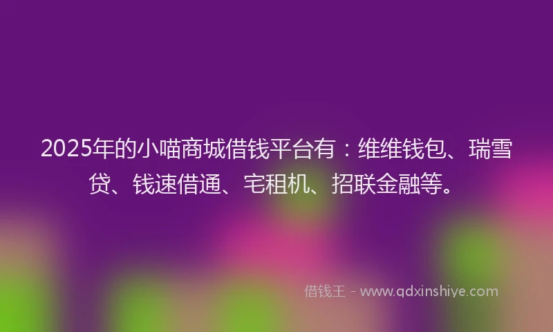 2025年的小喵商城借钱平台有：维维钱包、瑞雪贷、钱速借通、宅租机、招联金融等。