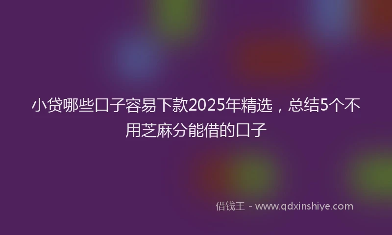 小贷哪些口子容易下款2025年精选，总结5个不用芝麻分能借的口子