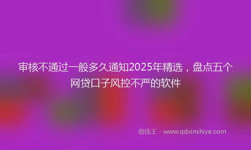 审核不通过一般多久通知2025年精选，盘点五个网贷口子风控不严的软件