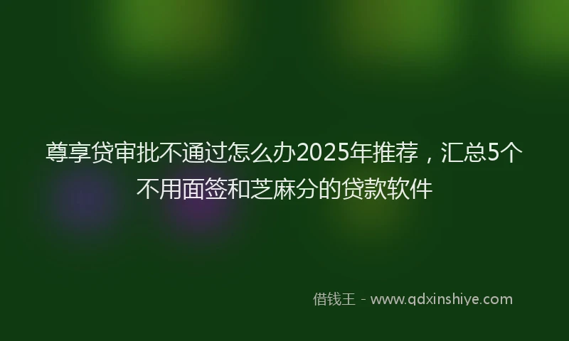 尊享贷审批不通过怎么办2025年推荐，汇总5个不用面签和芝麻分的贷款软件