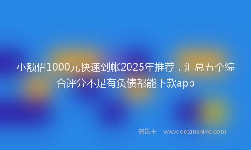 小额借1000元快速到帐2025年推荐，汇总五个综合评分不足有负债都能下款app