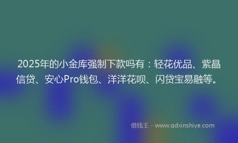 2025年的小金库强制下款吗有：轻花优品、紫晶信贷、安心Pro钱包、洋洋花呗、闪贷宝易融等。