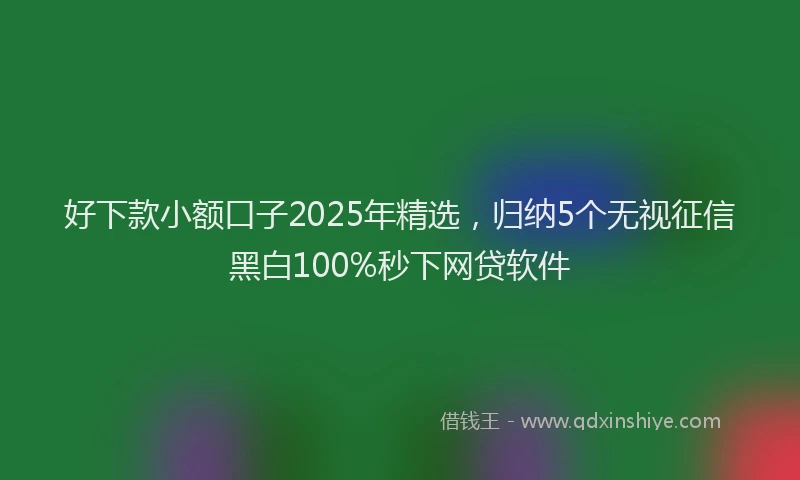 好下款小额口子2025年精选，归纳5个无视征信黑白100%秒下网贷软件