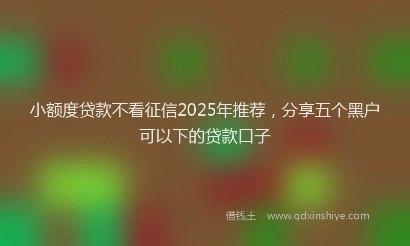小额度贷款不看征信2025年推荐，分享五个黑户可以下的贷款口子