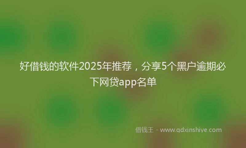 好借钱的软件2025年推荐，分享5个黑户逾期必下网贷app名单