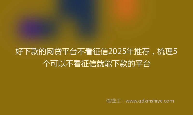 好下款的网贷平台不看征信2025年推荐，梳理5个可以不看征信就能下款的平台